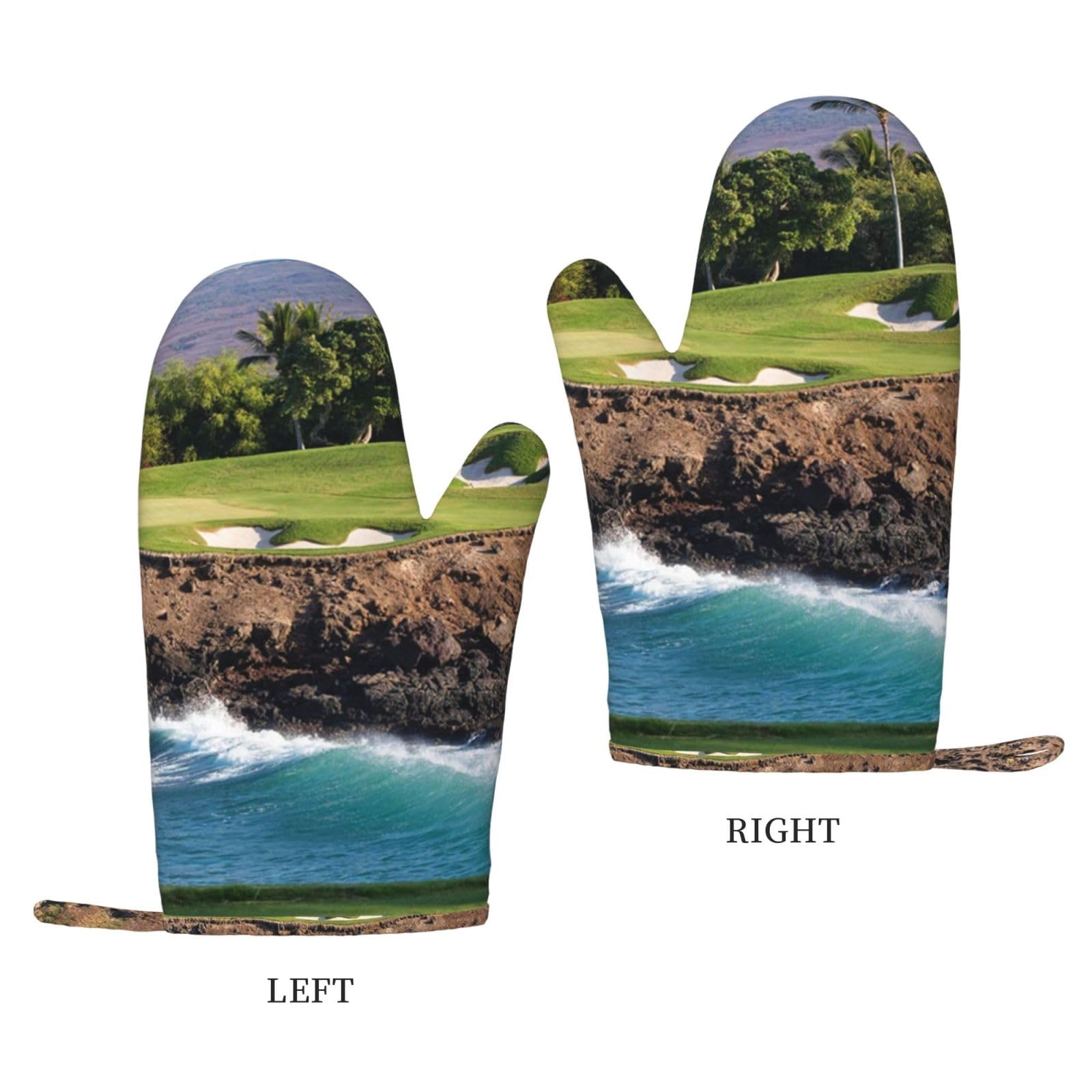 Hawaii Beach Golf Course drukowane żaroodporne rękawice i podkładka wielokrotnego użytku rękawice kuchenne