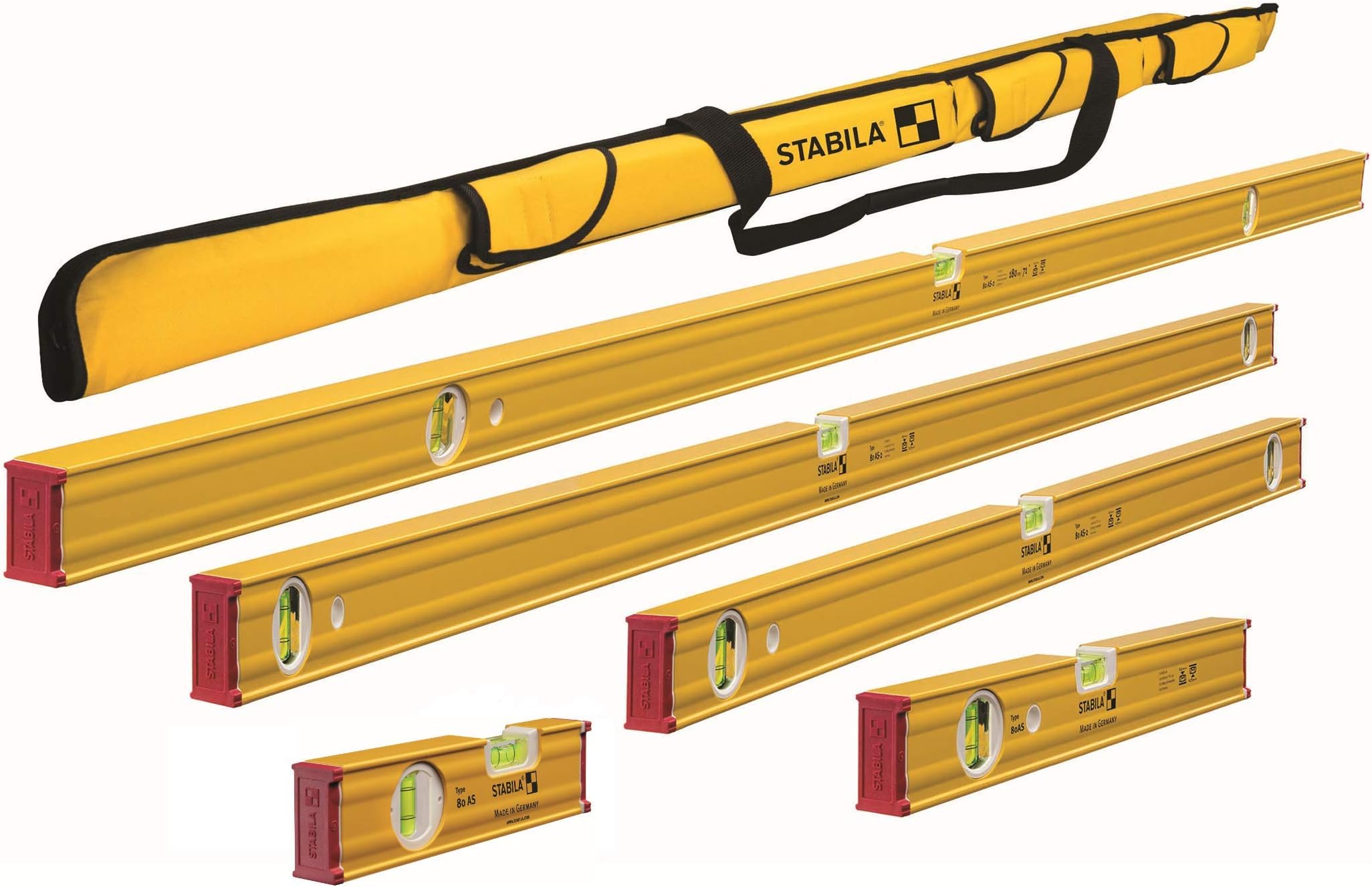 PRO SET 80 AS Spirit Level 3-piece Set, 48, 24, and 12 Inch plus carrying case, Cat. Number 29872