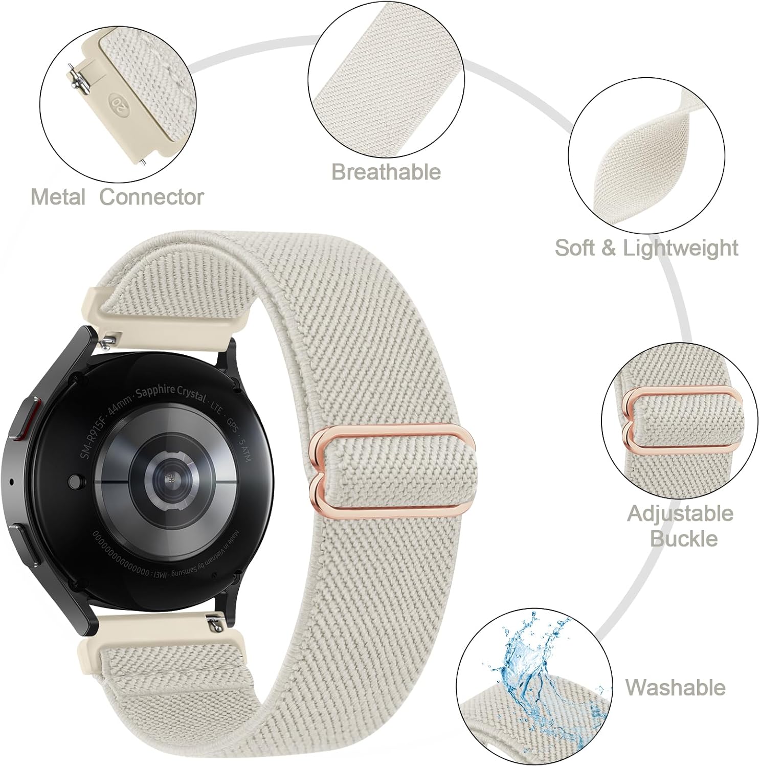 6 Pack Elastic Bands for Garmin Vivoactive 6 / Vivoactive 5 Watch Band, 20mm Quick Release Watch Bands Soft Stretchy Sport Strap for Garmin Vivoactive 6 / Vivoactive 5 / Vivoactive 3 Women Men - Image 2