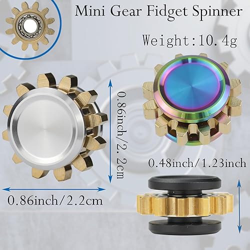 Miniatura 2 de Yakison Mini Fidget Spinners de eslabón de engranaje de latón, apilables, extensibles de metal para adultos, moneda háptica pequeña de cobre y oro