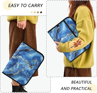 13 Pocket Zipper Expanding File Folder A4 Blue Marble