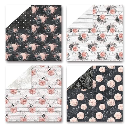 Vintage Scrapbook Paper Pad, 6x6 Shabby Chic Lace Texture Aesthetic Craft Paper, Decorative Junk Journal Supplies for Mixed Media, Card Making, Decoupage & DIY Art (Dusk) — view 3