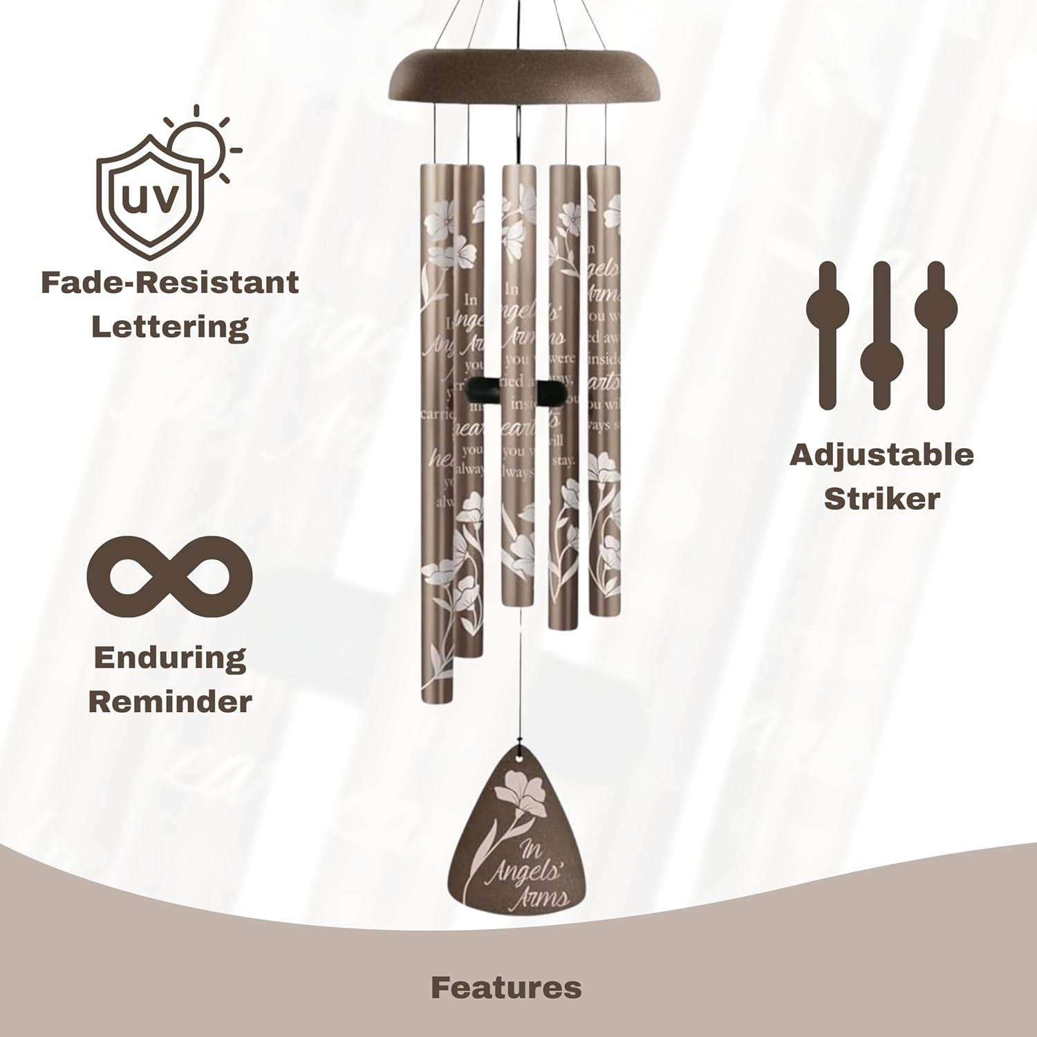 Carson 30" 'Angels' Arms' Memorial Wind Chime- Garden/Patio/Porch Outdoor Decor