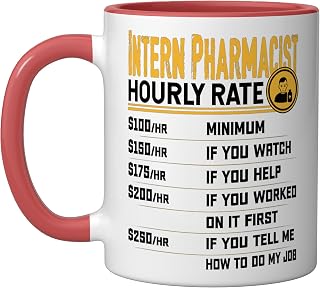 Intern Pharmacist Hourly Rate Pharmacy Intern Pharmacist Ceramic Mug, Red/White