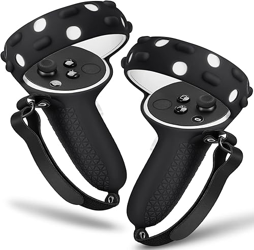 FINPAC Silicone Touch Controller Grip Cover for Oculus Newest Quest 2 Protective and Anti-Slip VR Gaming Headset Controller Sleeve Cover Black