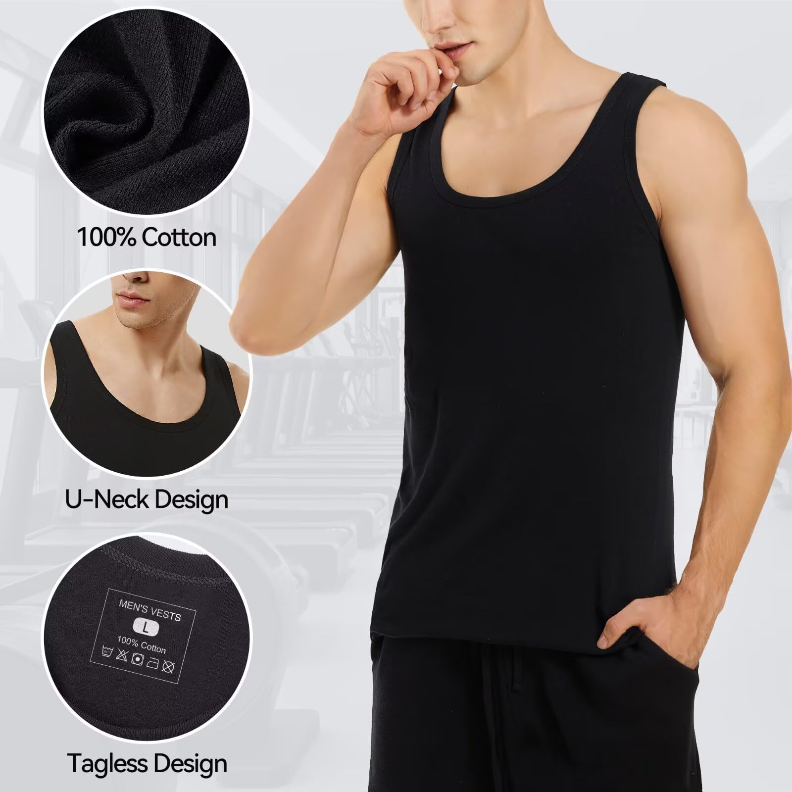 IceReco Canottiera Uomo 100% Cotone (Pacco da 5) Canotta Uomo Palestra Running Sportive Canottiere, Bianco Nero Grigio Marino Oliva, S-5XL