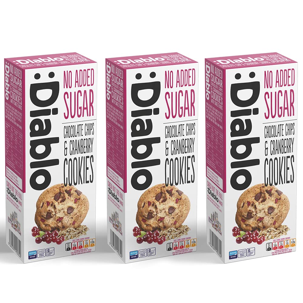 Diablo Chocolate Chips and Cranberry Cookies |No Added Sugar| Sweetened with Maltitol | 135g (Pack Of 3)