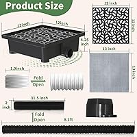 Vista 7 de Kit grande de extensiones de bajante de canalón, lavabo de captura + 2 tubos, extensor de bajante de perfil bajo cada tubo flexible es de 8.2 pies