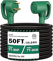 Vista 12 de STRIGHT Cable de extensión para RV de 30 amperios de 100 pies, cable de extensión de alimentación para RV NEMA TT-30P macho a TT-30R hembra de alta