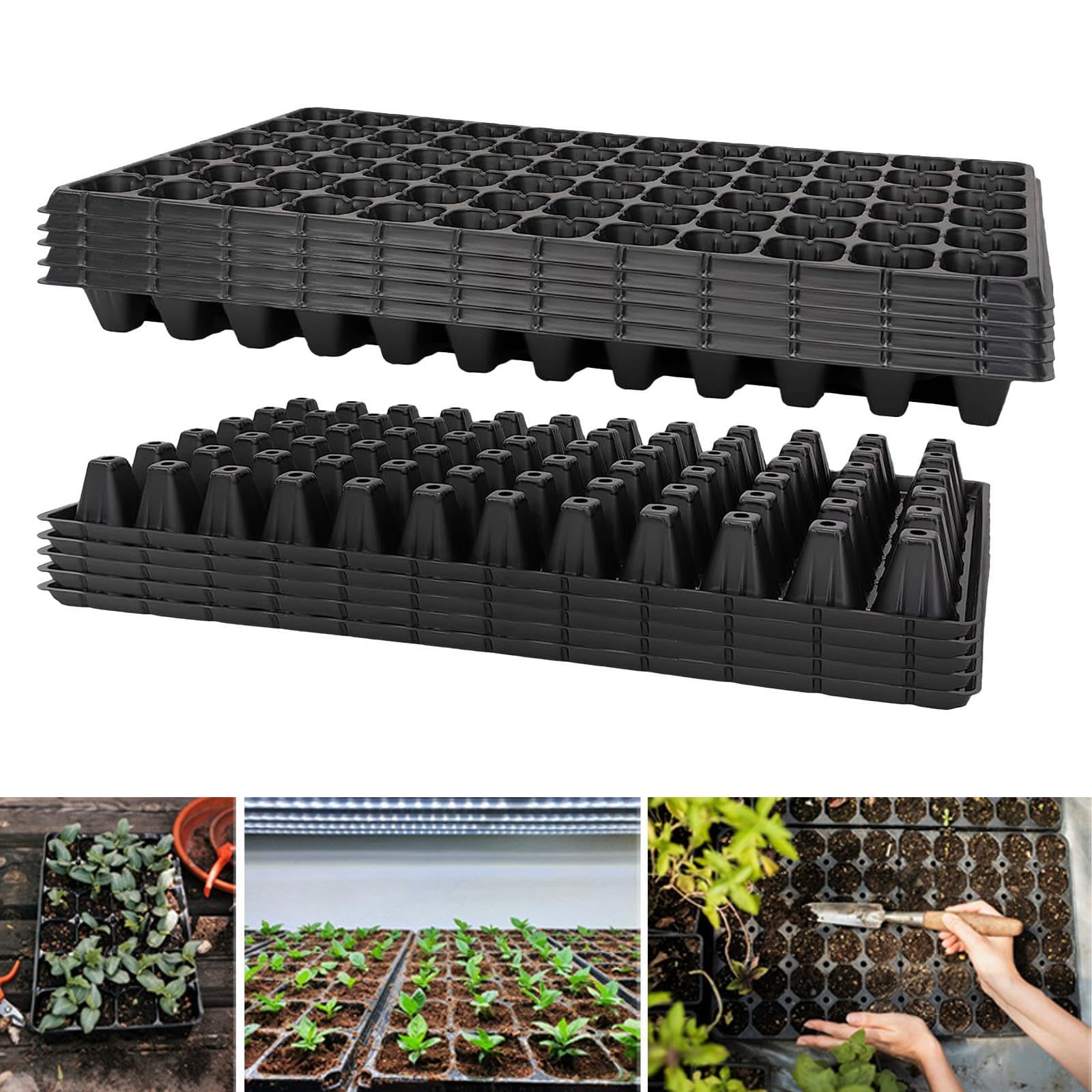 Sharplace 10 PCS Plateaux de Semis, Culture des Plantes Plateau, Plateau de Semis Croissance Plateaux avec des Trous de Drain, Pépinière de Semis en Plastique pour La Maison de Jardin, 72 Trous