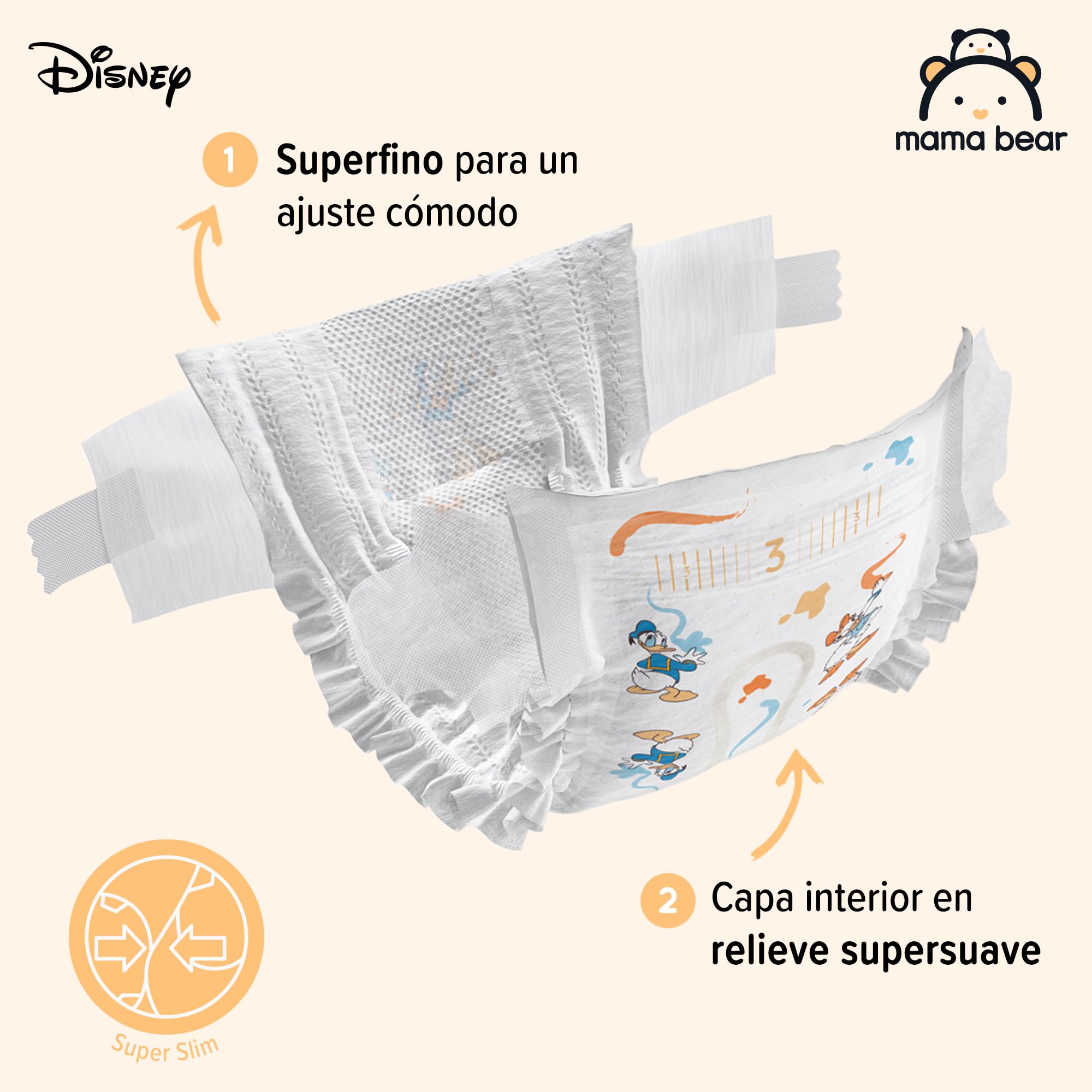 Marca Amazon - Mama Bear Disney pañales ultrasecos, Talla 3 (4-9 kg) , Blanco, 172 Unidad, 2 Paquetes de 86 - PACK MENSUAL
