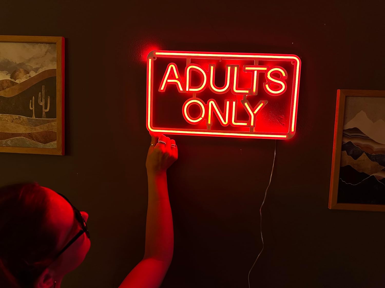 Adults Only Wall Art, Neon Metal Wall Art, Adults Only Wall Sign, Adults Only Wall Decor, LED Light Decor, Home Office Hotel Cafe Bar Pub Wall Decor (with Remote Control)