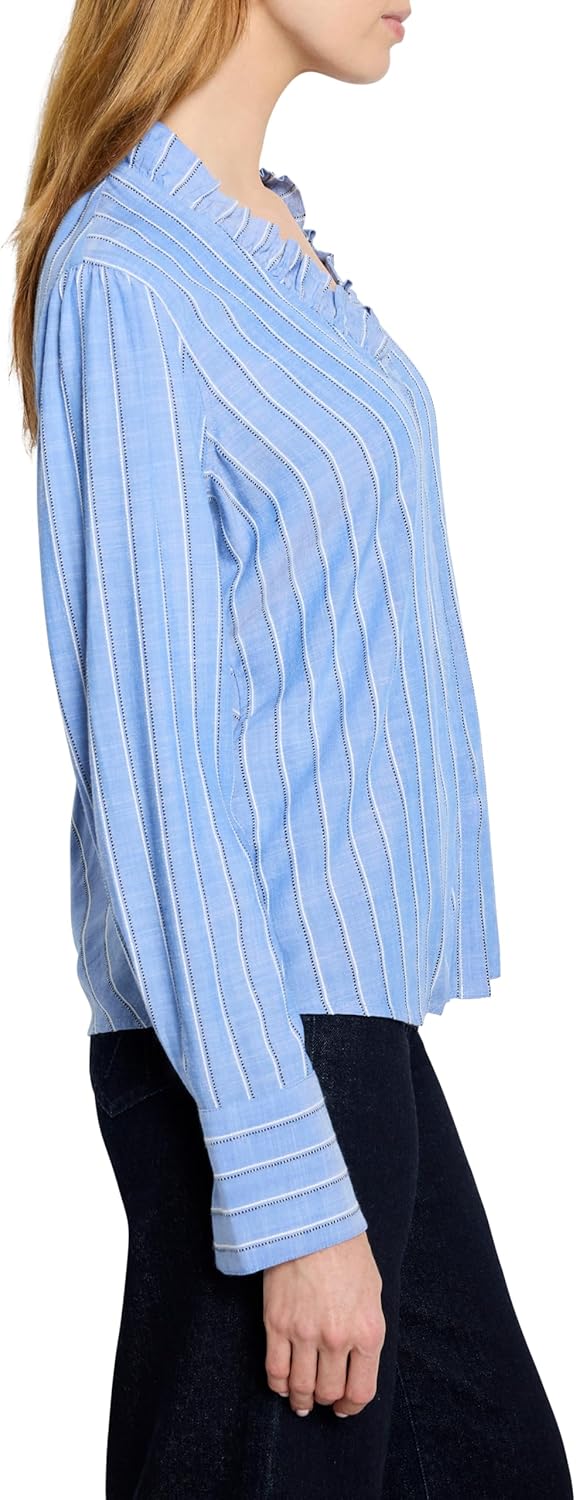 NIC+Zoe Womens Striped Ruffled Around Top - Image 2