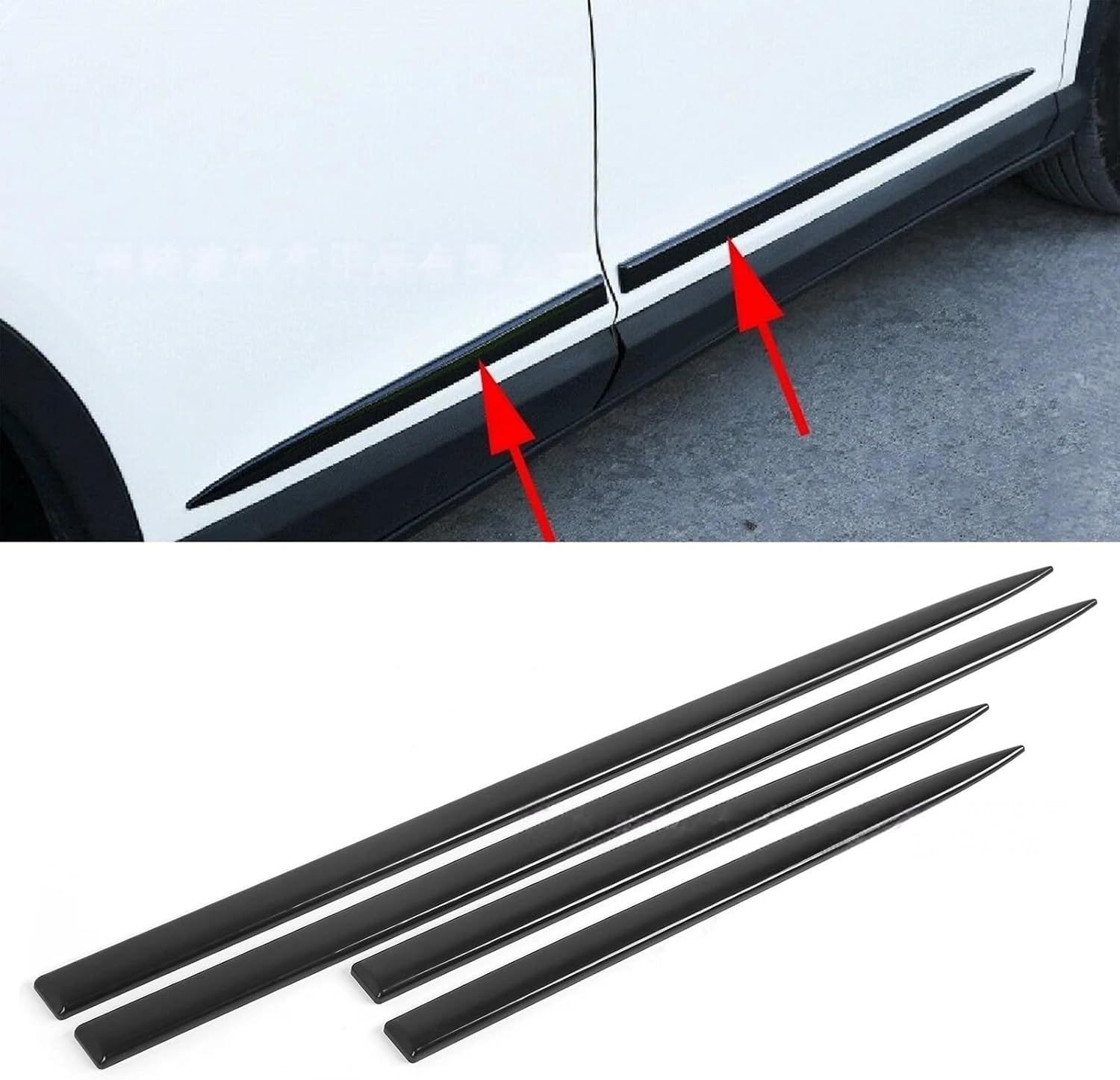 Automotive Bumper Guard Strips Guards Covers 4PCS Set High Adhesive Car Door Edging Protectors Scratch Resistance Design Gloss Black Fade Car Protectors