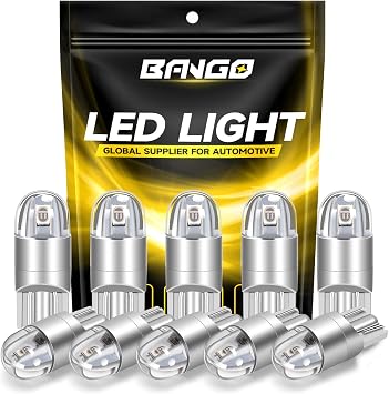 BANGO 194 LED Bulb, Super Bright 168 T10 2825 W5W LED Replacement Bulbs for Car Interior Dome Map Door Courtesy Trunk Side Marker License Plate Lights, Blue Pack of 10