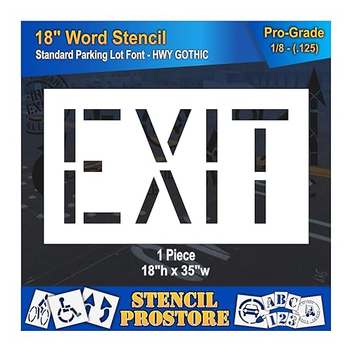 Miniatura 1 de Plantillas de marcado de pavimento  Plantilla EXIT de 18 pulgadas  18 pulgadas x 35 pulgadas x 18 pulgadas (128 mil)  Grado profesional