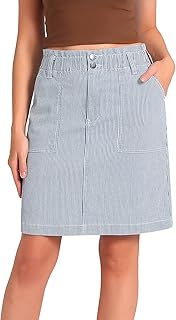 Sponsored Ad - JEANIR Women's Rubber Scarf Waist Knee Length Skirt Elastic Waist A-Line Skirt Knee Length Midi Skirt Real ...