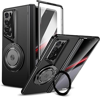 Case Compatible with Honor Magic V2 RSR with Rotatable Ring Holder Magnetic Kickstand Shockproof Protective Phone Cover for Honor Magic V2 RSR 7.92 inch,Black