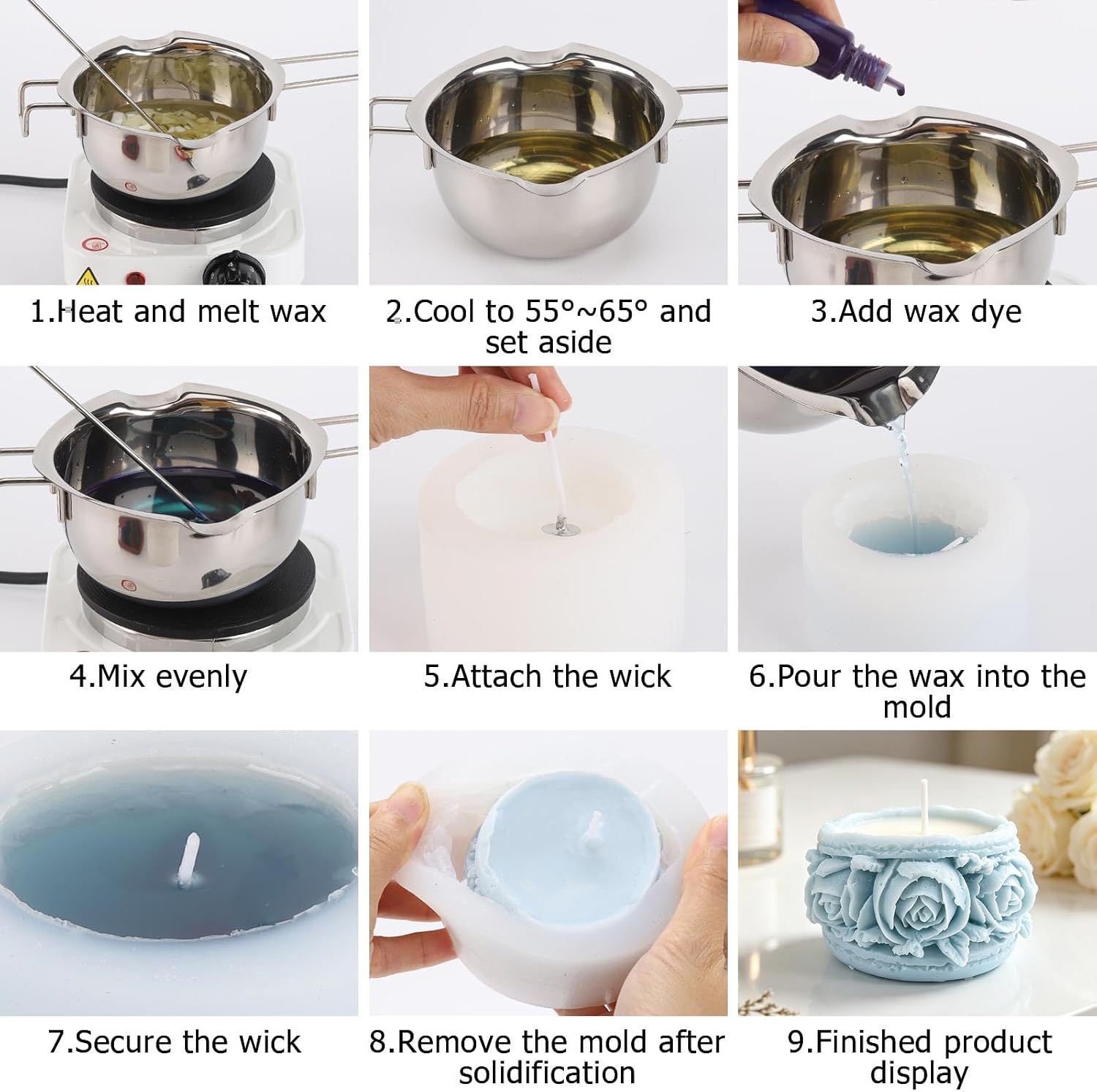26Pcs Flower Silicone Mold Non-Stick Flower Candle Mold for Making Candle, Soap
