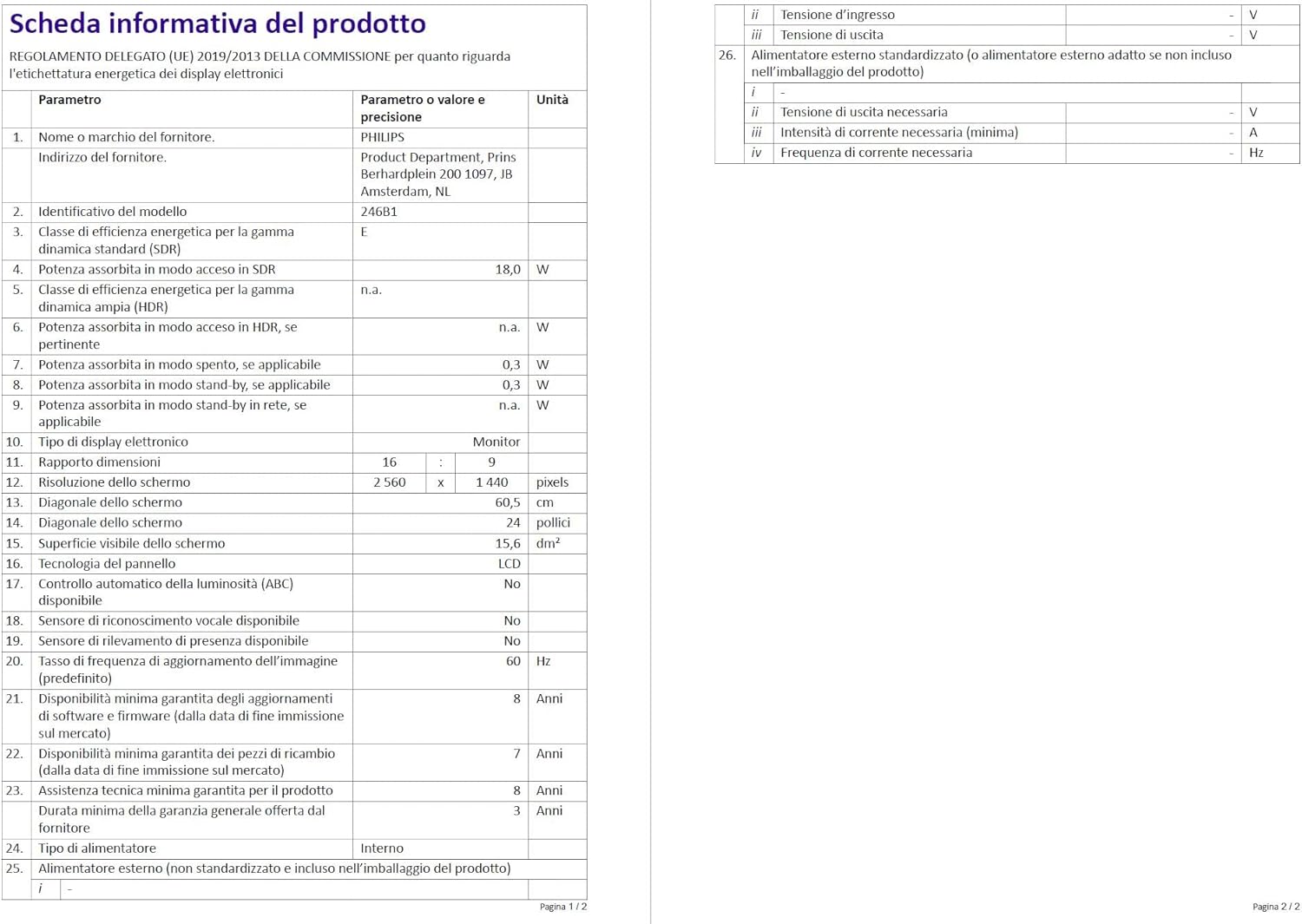 PHILIPS 246B1 24 QHD IPS HAS USB-C/DP/HDMI/RJ45 PD 90W PHILIPS 246B1 24 QHD IPS HAS USB-C/DP/HDMI/RJ45 PD 90W