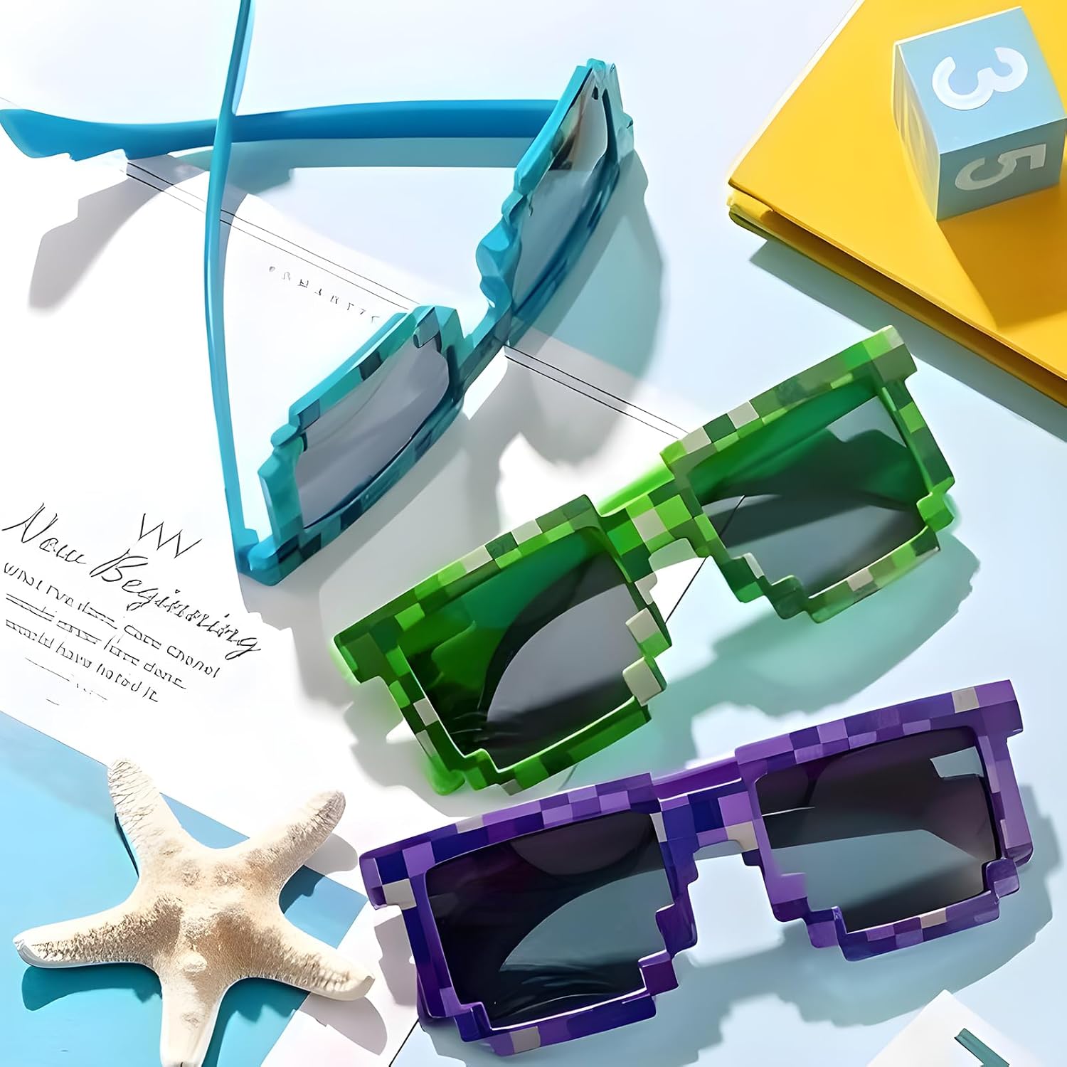 Bulk Pixel Sunglasses Color Miner Pixel Glasses for Adult Funny Pixelated Party Sunlasses