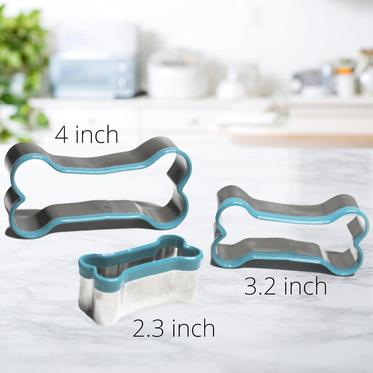 3 Piece Dog Bone Cookie Cutter Set with PVC Coating for Homemade Dog Treats, Biscuits, Fondant, Pastries, Sandwich Shapes, Kids Crafts - Image 2