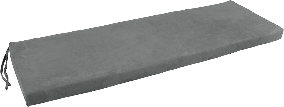Blazing Needles Microsuede Bench Cushion, 63" x 19", Steel Grey