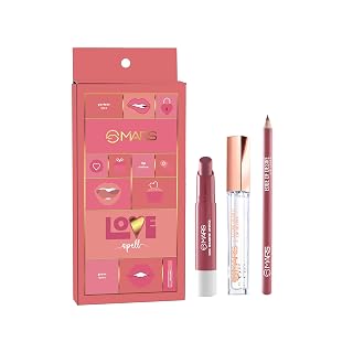 MARS Love Spell Lip Kit | A Combo of Super Stay Matte Lipstick, Clear Quartz Lip Gloss & Lip Liner for Women (02-Sweet Heart Pink)