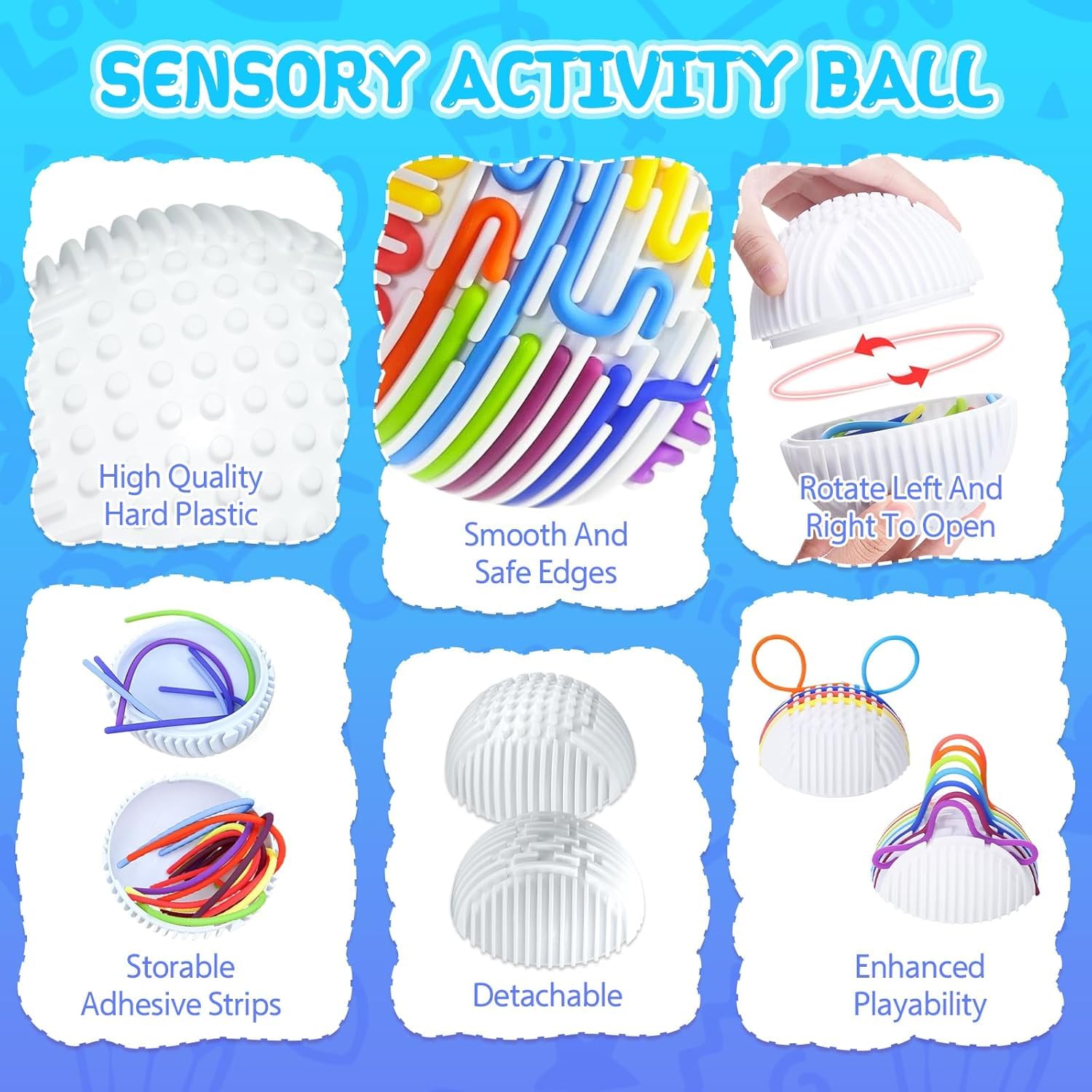 Sensorik Activity Ball – Fidget Spielzeug Mit 16 Silikonstreifen Für Stressabbau & Motorik