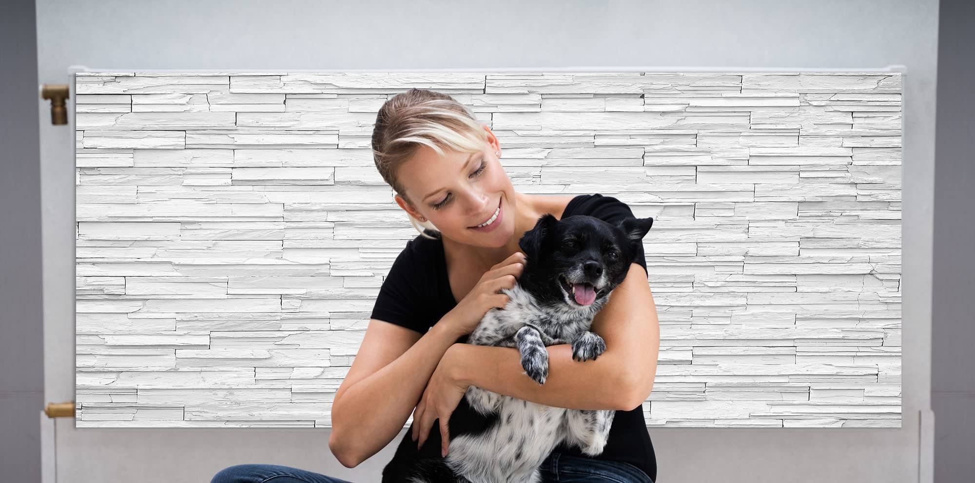 Magnet Heizkörperverkleidung Heizkörperabdeckung Weiss Ziegel 140x60 cm Heizung Abdeckung Verkleidung Magnetische Abdeckmatte Kühlschrank aus Einem Flexiblen Magneten Digitaler Aufdruck