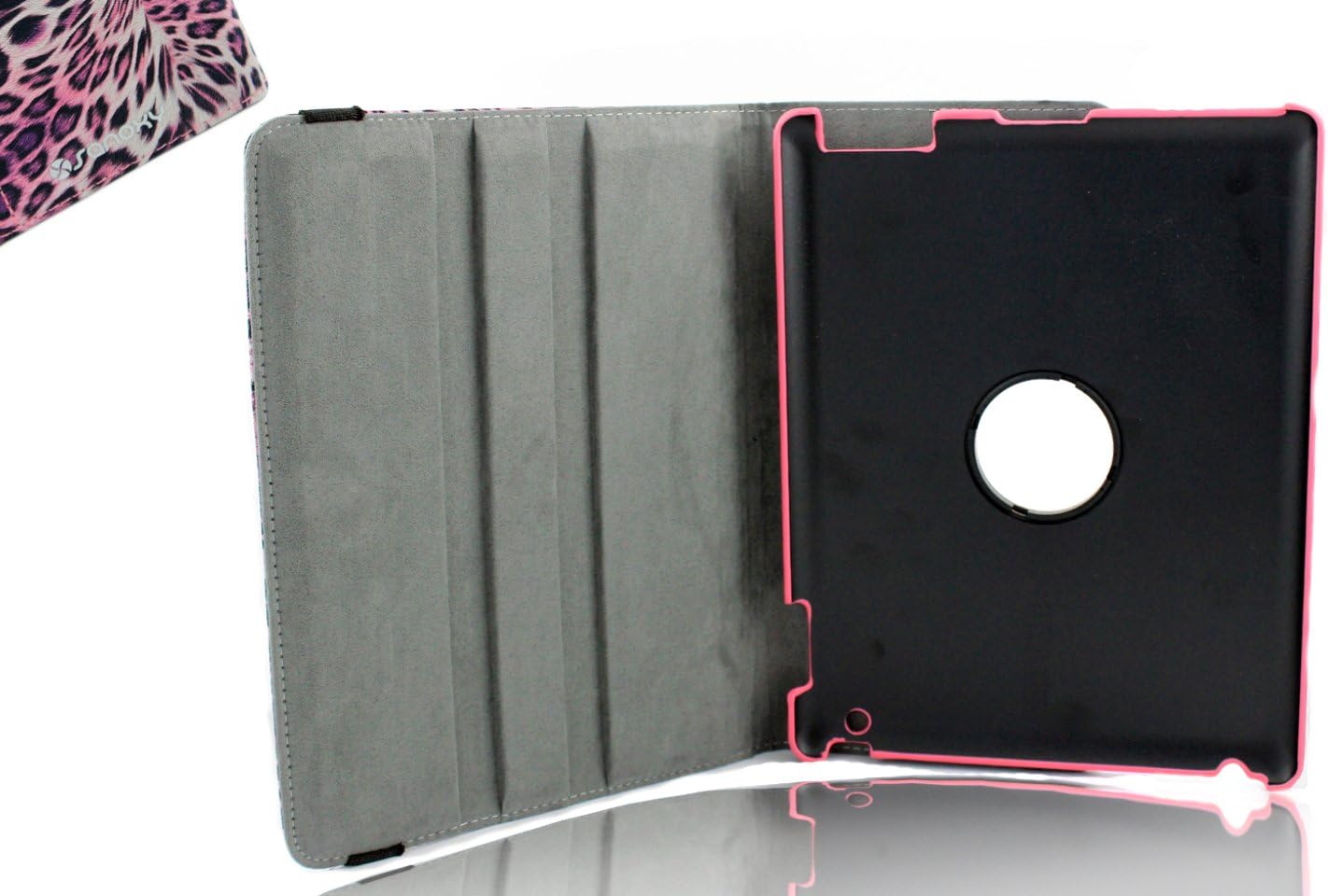 Sanoxy 360 Degrees Rotating Stand PU Leather Case for iPad 2/3/4, iPad 2nd Generation, Leopard Fashion Pink (SANOXY_IPA2-PU-360-LEO)
