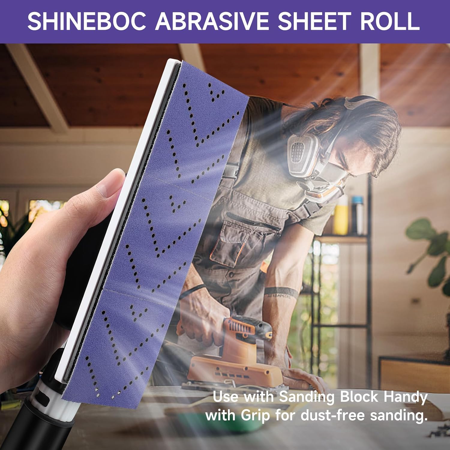 Purple Ceramic 180 Grit Sandpaper Roll, 2-3/4" x 13 Yard, Hook & Loop Multi-Hole Continuous Roll for Automotive, Wood, Metal Sanding - Image 5