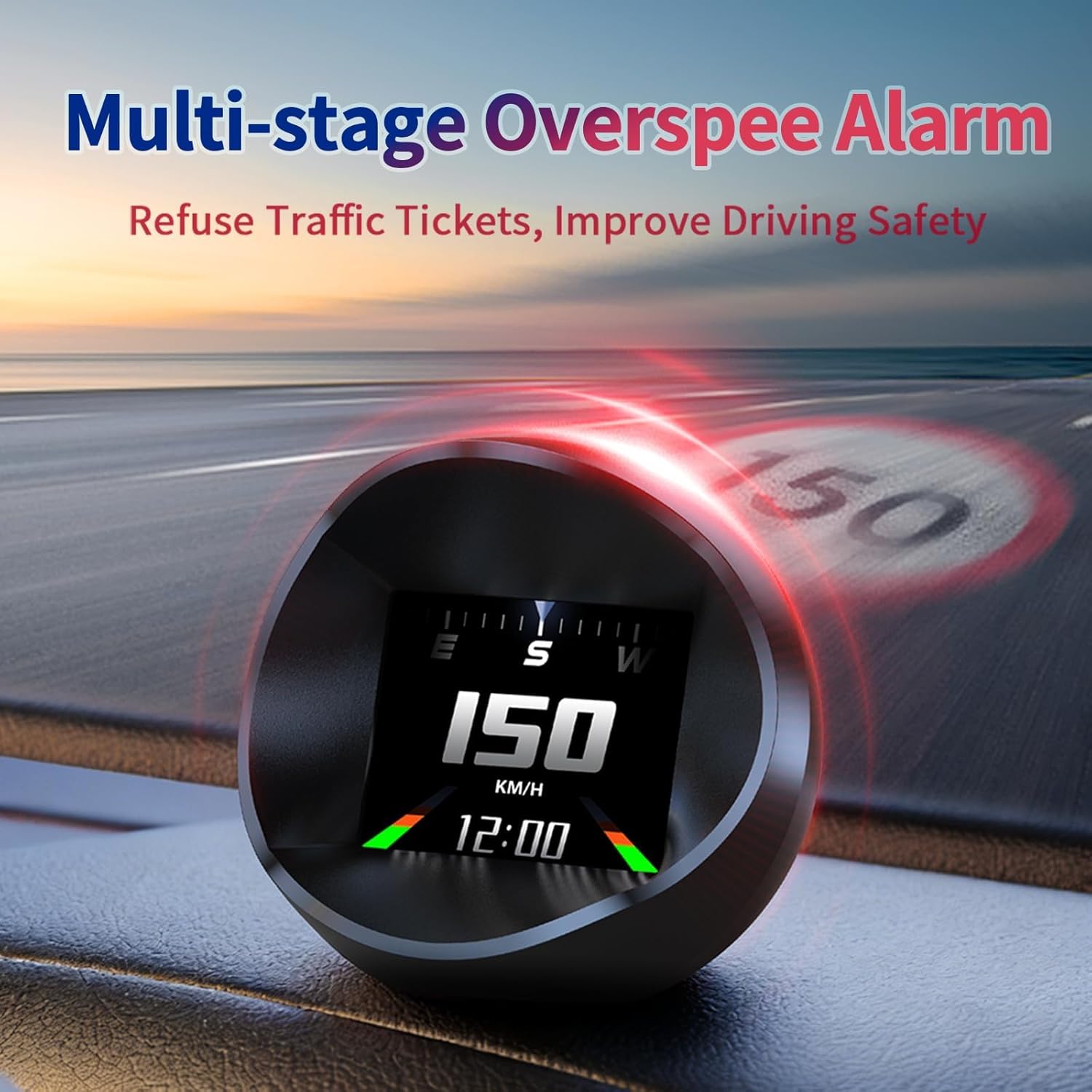 GPS Speedometer Digital Speedometer for Car with Speed & Overspeed Alarm, Dynamic Facial Expressions, Multi-Language, USB Plug-and-Play, 0 Power Consumption (Auto On/Off)