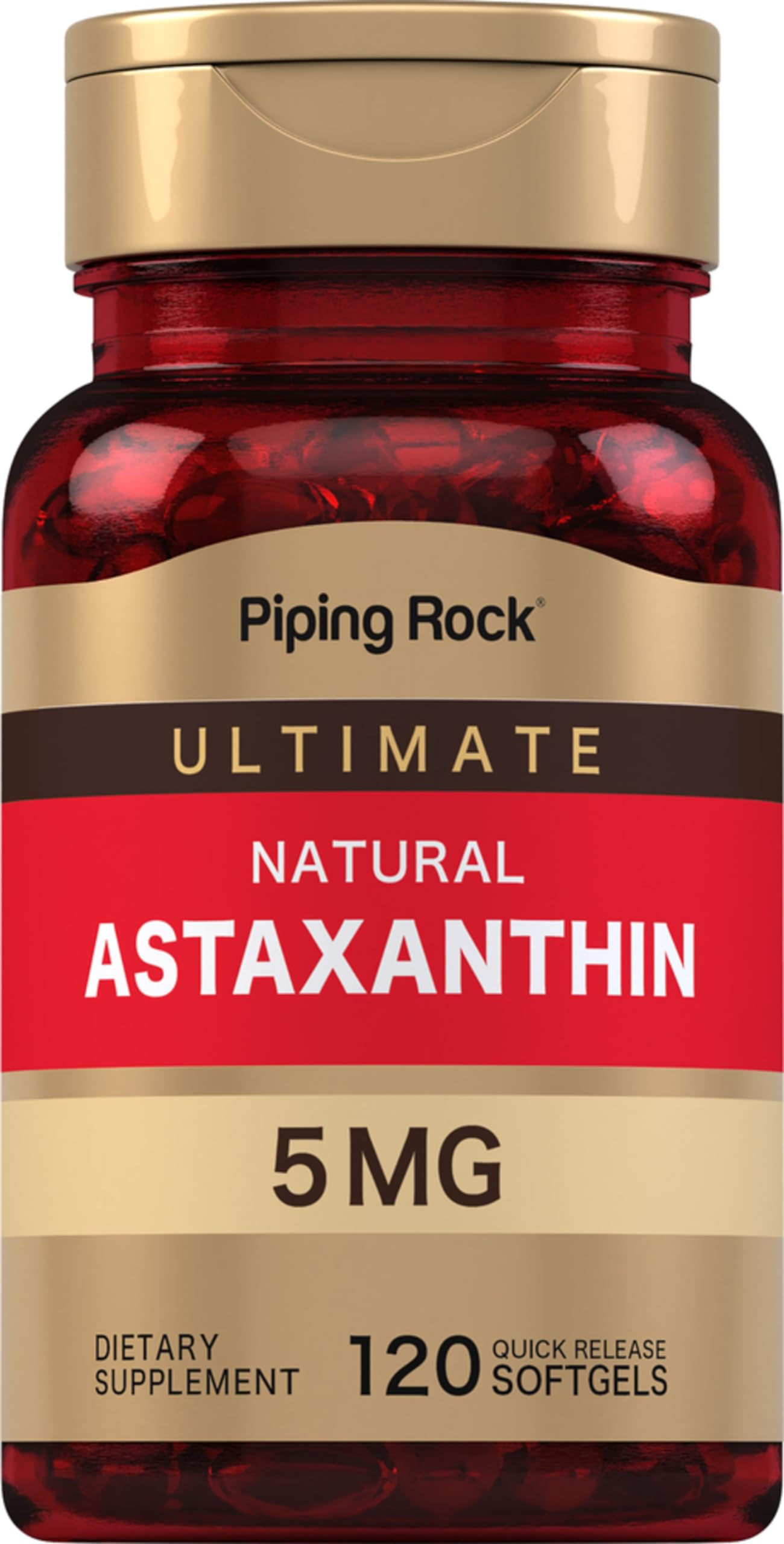 Piping Rock Astaxanthin Supplement 5mg | 120 Softgel Capsules