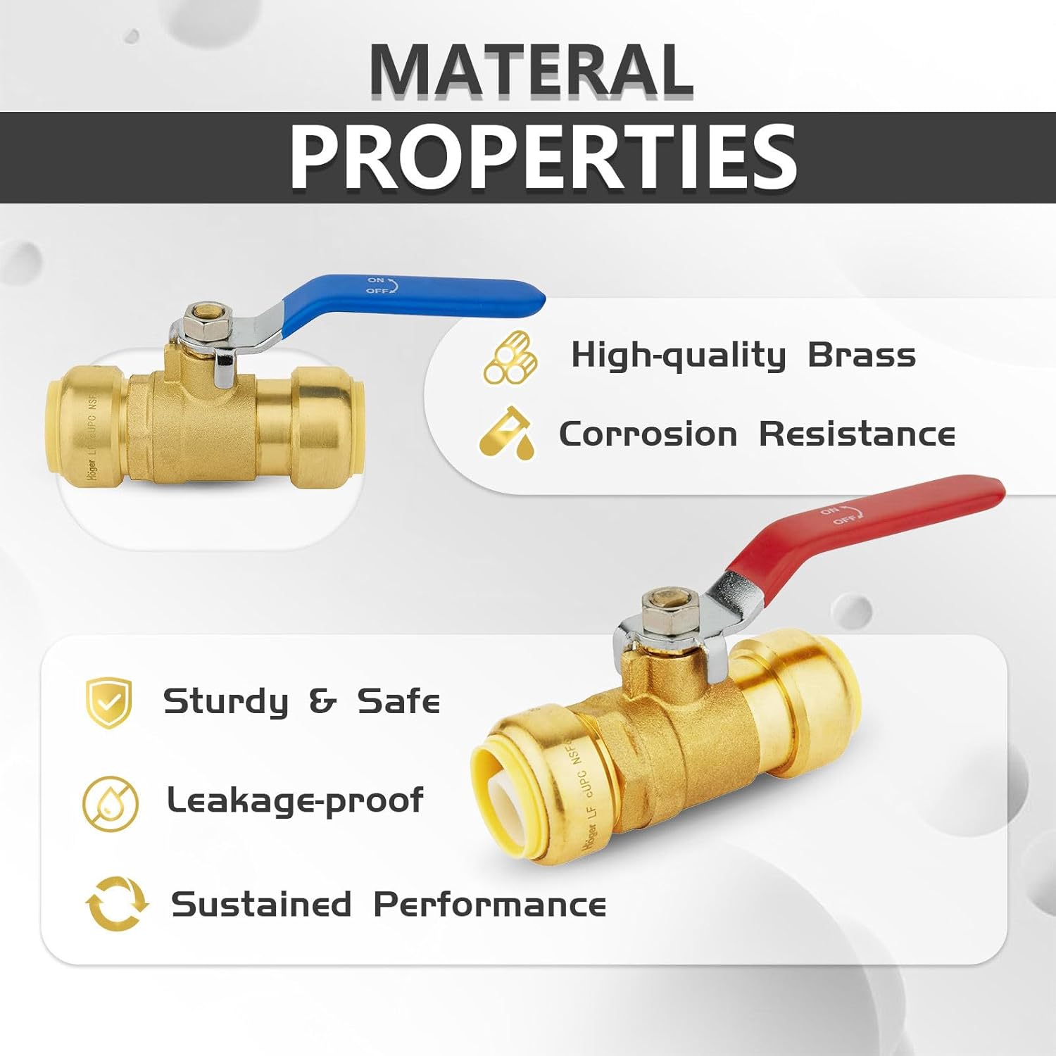 10-Pack Foskan 3/4" Push Fit Full Port Ball Valve with Disconnect clip, Brass Push-to-Connect Shut-off Valve for Hot and Cold Water Application(Blue and Red)