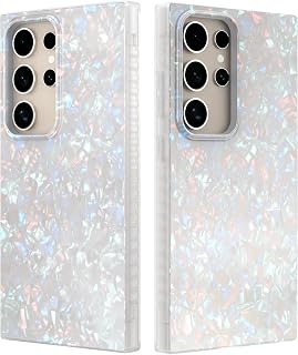 LONLI Hue - for Samsung Galaxy S24 Ultra Case - White Pearl Tort - Unique, Elegant and Aesthetic Shockproof Cover for Women, Girls and Men (2024)