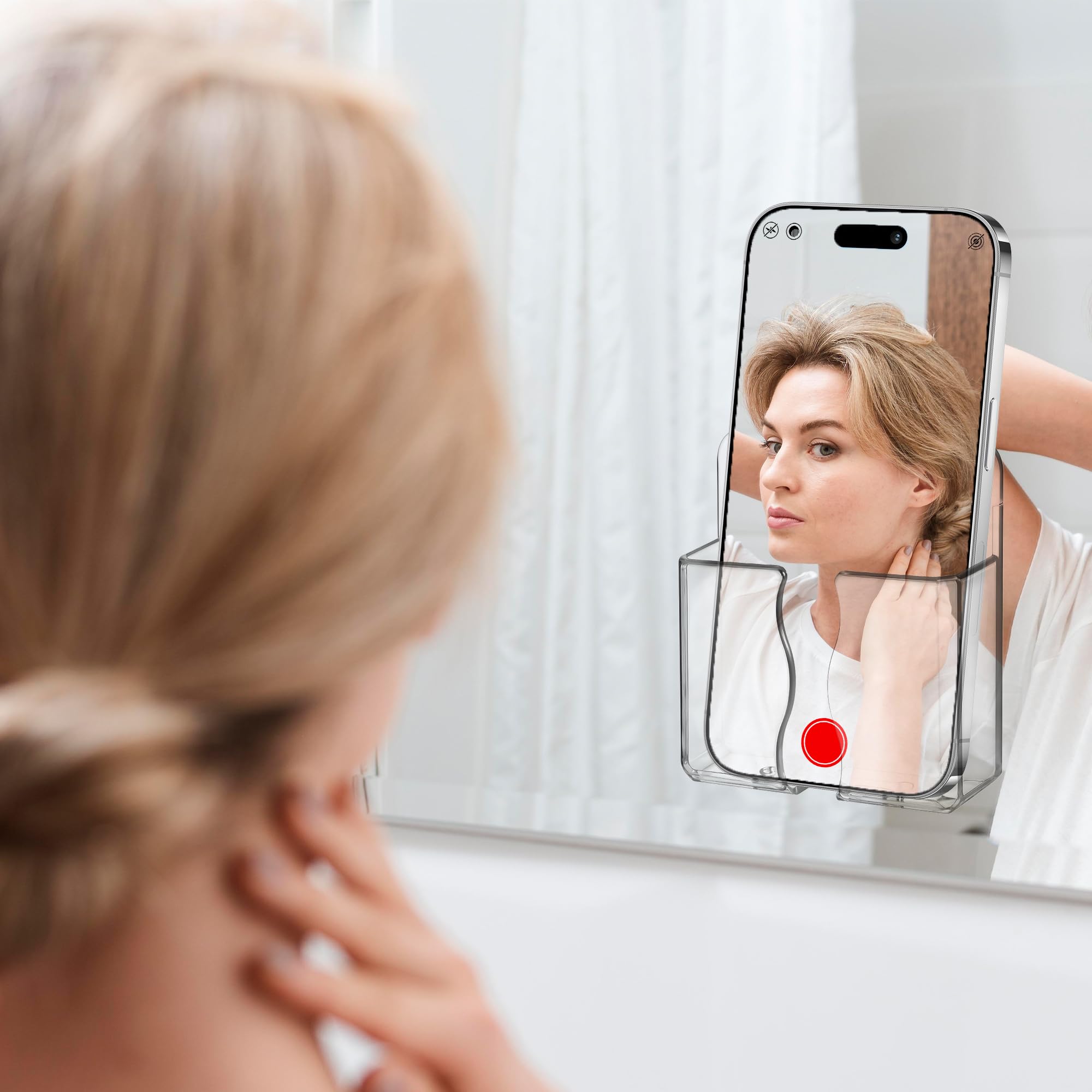 Ymapinc 2 Stück Transparente Handyhalterung Wand, Universal Wandhalterung Handy mit Ladeloch Selbstklebend Fernbedienung Handyhalter Wand für meisten Mobiltelefone(9.2x2.7x10.5cm)