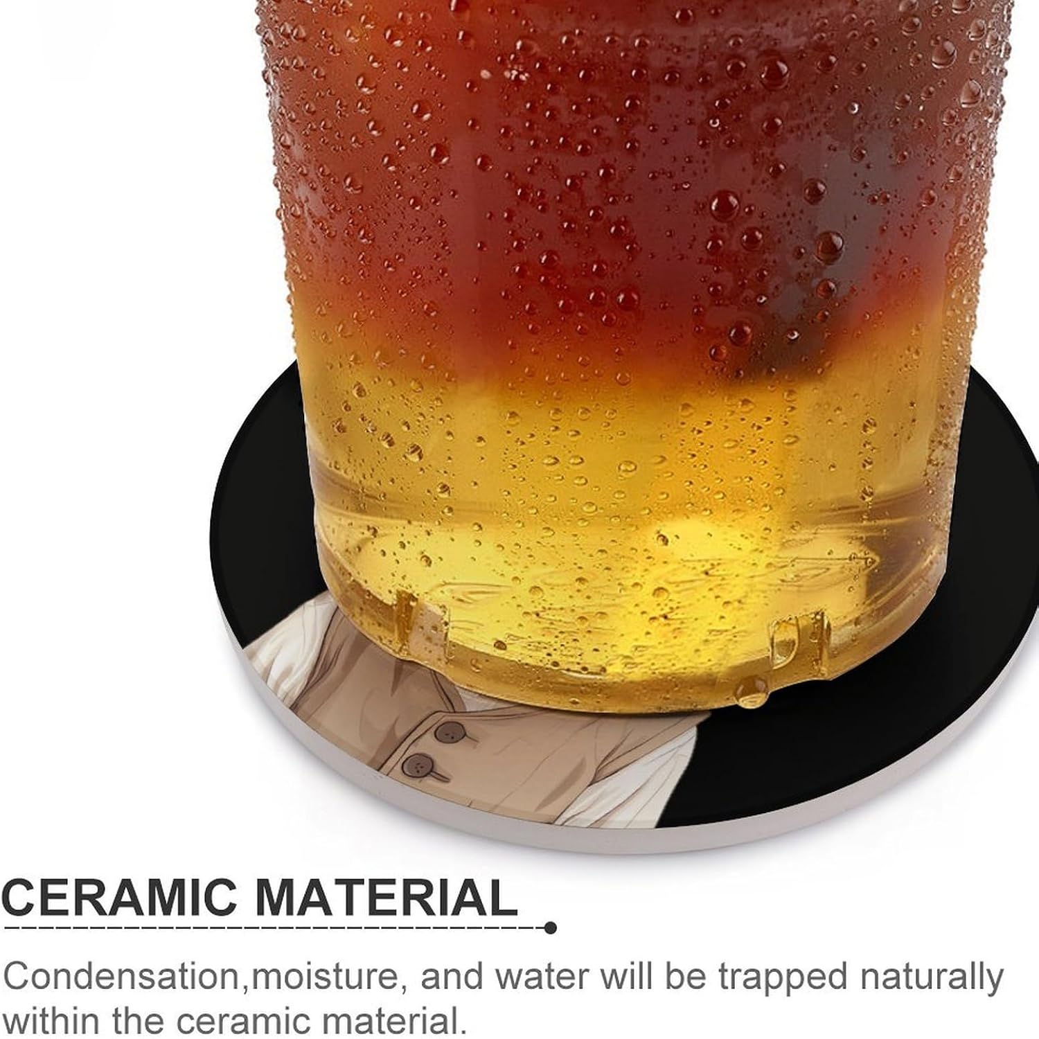 French Bulldog Cute Round Ceramic Coasters Print Drinks Absorbent with Cork Base for Home Decor Gifts 4 Inch