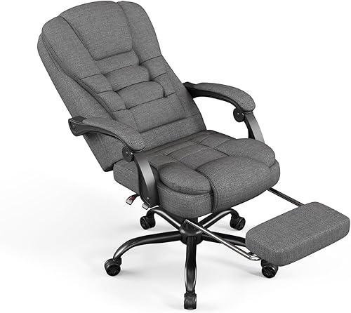 Silla de oficina, silla ergonómica grande y alta para adultos, cómoda silla reclinable para computadora con reposapiés, silla de escritorio
