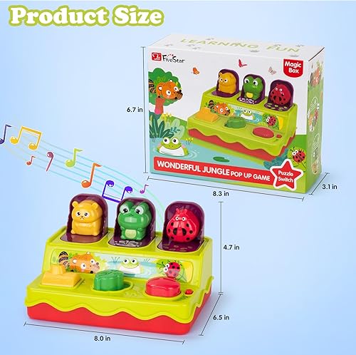 Miniatura 7 de SUPERHIGH Juguetes desplegables para bebés de 1 año y 9-12-18 meses, juguetes Montessori de causa y efecto para niños de 1 año, juguetes musicales