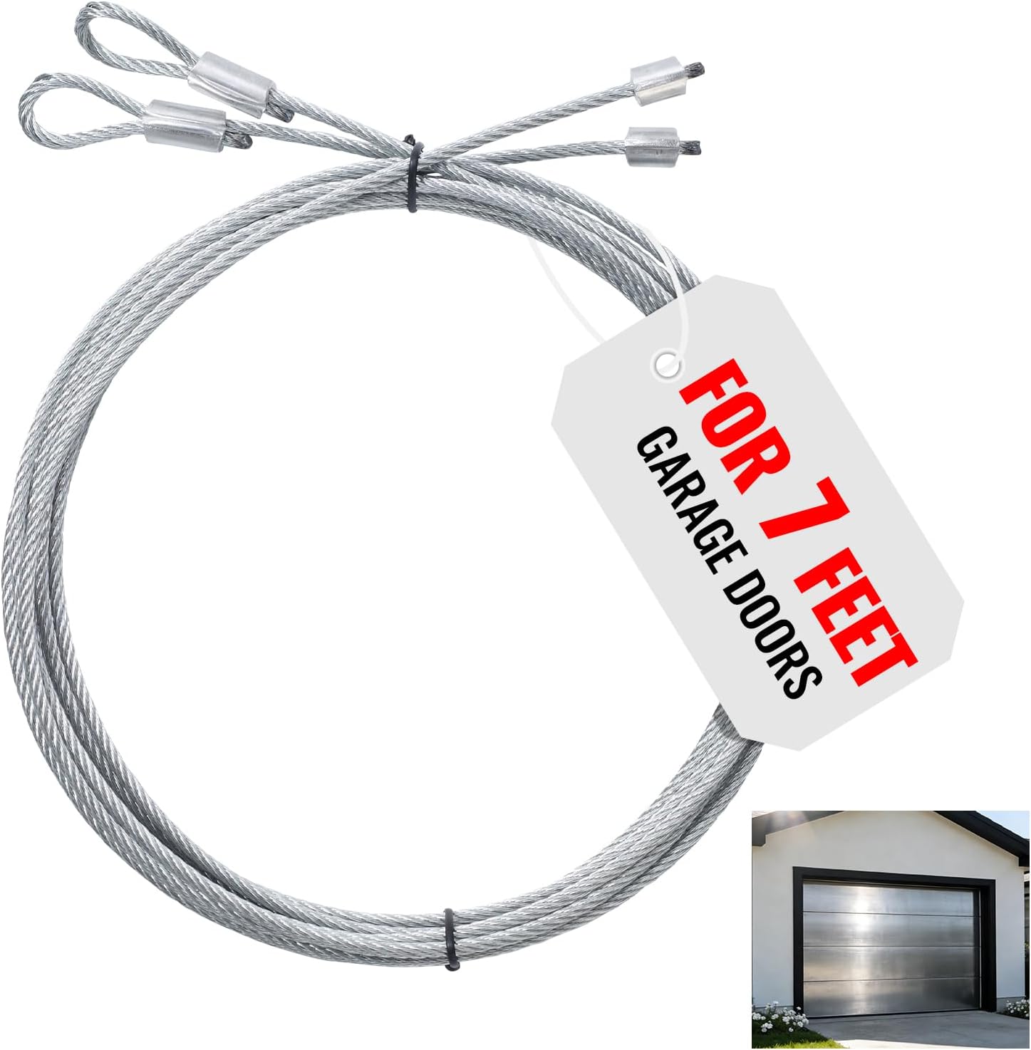 2PCS Garage Door Cables for 7 ft Door – 8.5 Ft Heavy Duty Wire Replacement for Torsion Spring Systems, Rust Resistant Garage Door Repair Kit
