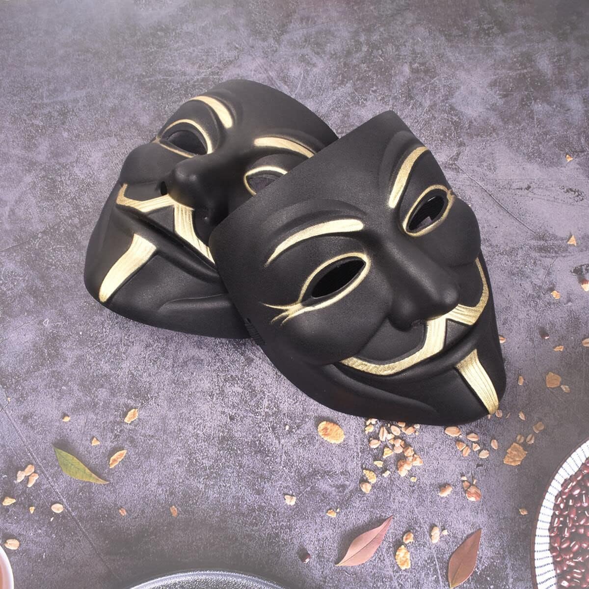 2 Pack Hacker Mask - Wear Comfortable Anonymous Mask Add Mystery Halloween Mask Personalize Black Masquerade Mask for Costume Events Carnival Halloween Mask Party