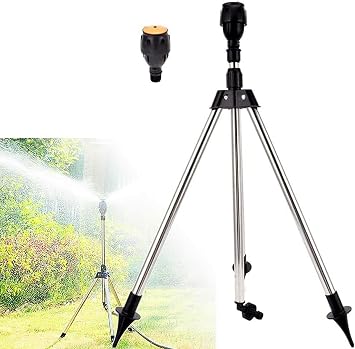 2023 New Rotating Tripod Sprinkler W/Tripod Rotation Water Spray, 360 Degree Automatic Rotating Sprinkler, Telescoping Tripod Automatic Rotating Sprinkler for Large Area Yard Garden Lawn A Set