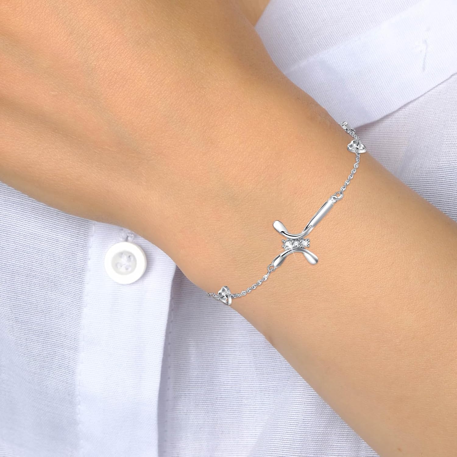 OneSight Cross Ankle Bracelet/Bracelet For Women, 925 Sterling Silver Charm Adjustable Foot Anklet/Bracelet, Large Cross Bracelet