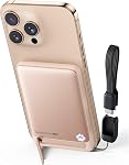 INIU Chargeur portable magnétique, Ultra Mince 20W Max 5000mAh Banque d'électricité, Qi2 Batterie magnétique de charge rapide certifiée, avec Lanyard USB C Câble & Kickstand, pour iPhone 16 15 14 13 12 Series Seulement