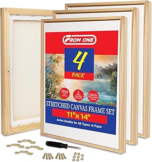 4-Pack 11x14 Stretched Canvases with Wood Floater Frames, Triple Primed 100% Cotton Canvas with Cottonseed Husk