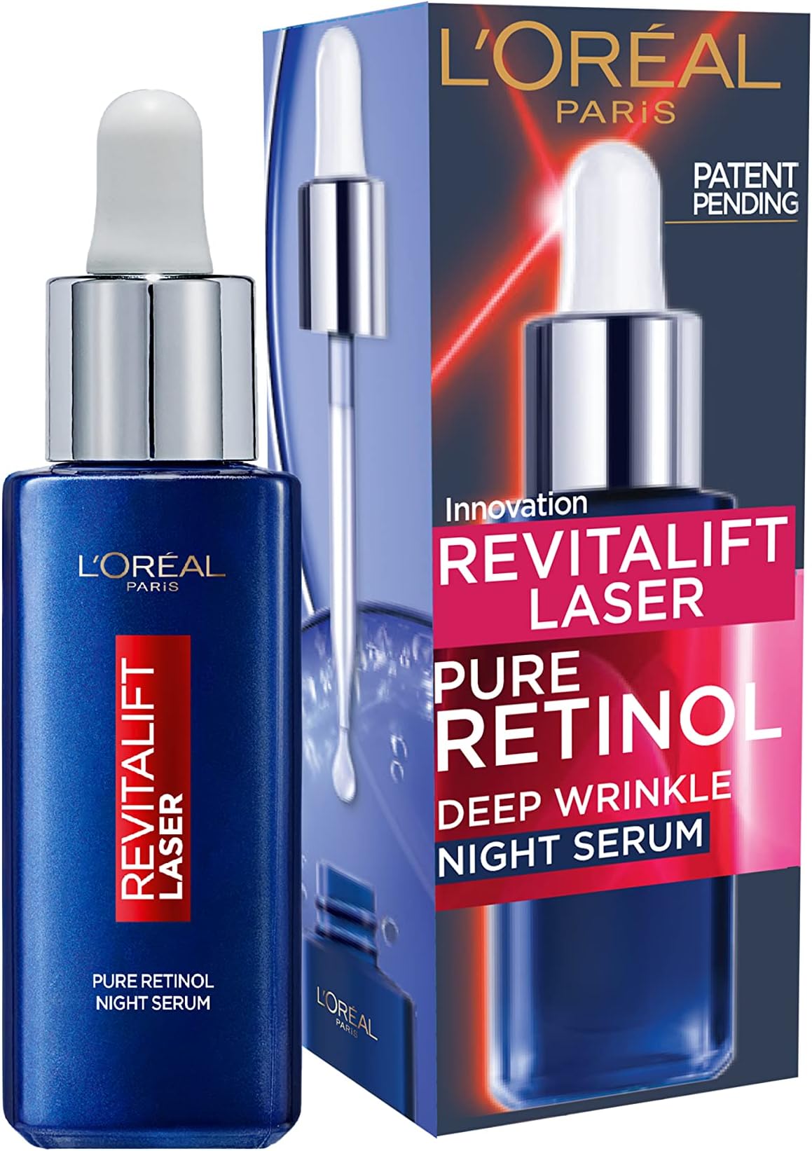 L'Oréal Paris Retinol Serum for Face, Revitalift Laser Pure Retinol Night Serum, Anti-Wrinkle & Deep Line Reducer, Visible Results, Validated by Dermatologists, 30ml