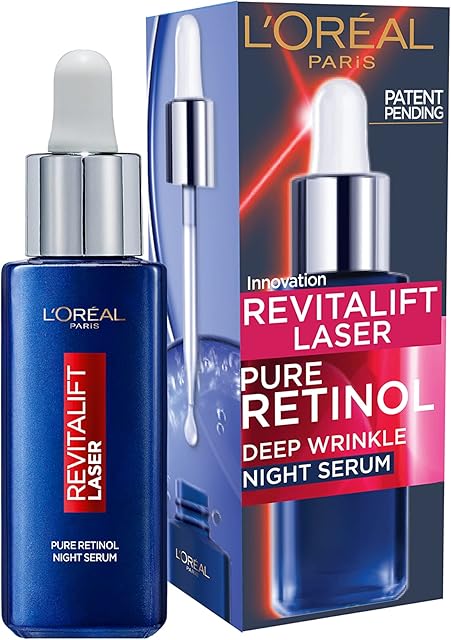 L'Oreal Paris Pure Retinol Night Serum, Revitalift Laser Face Serum, Deep Anti-Wrinkle Night Serum For Face [30ml]