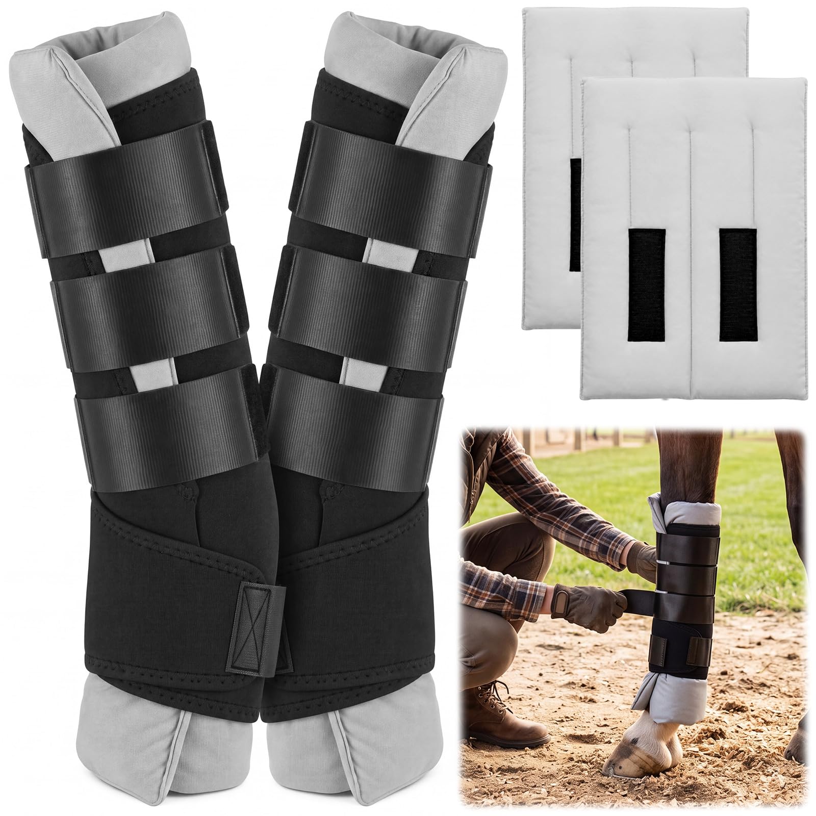 Abbylike 1 Pair Horse Standing Wraps 12", Padded Leg Wraps for Shipping