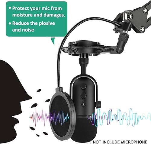 Miniatura 5 de Brazo de micrófono para Razer Seiren V2 Pro, soporte de micrófono ajustable para micrófono con soporte de choque, filtro pop, parabrisas de espuma,